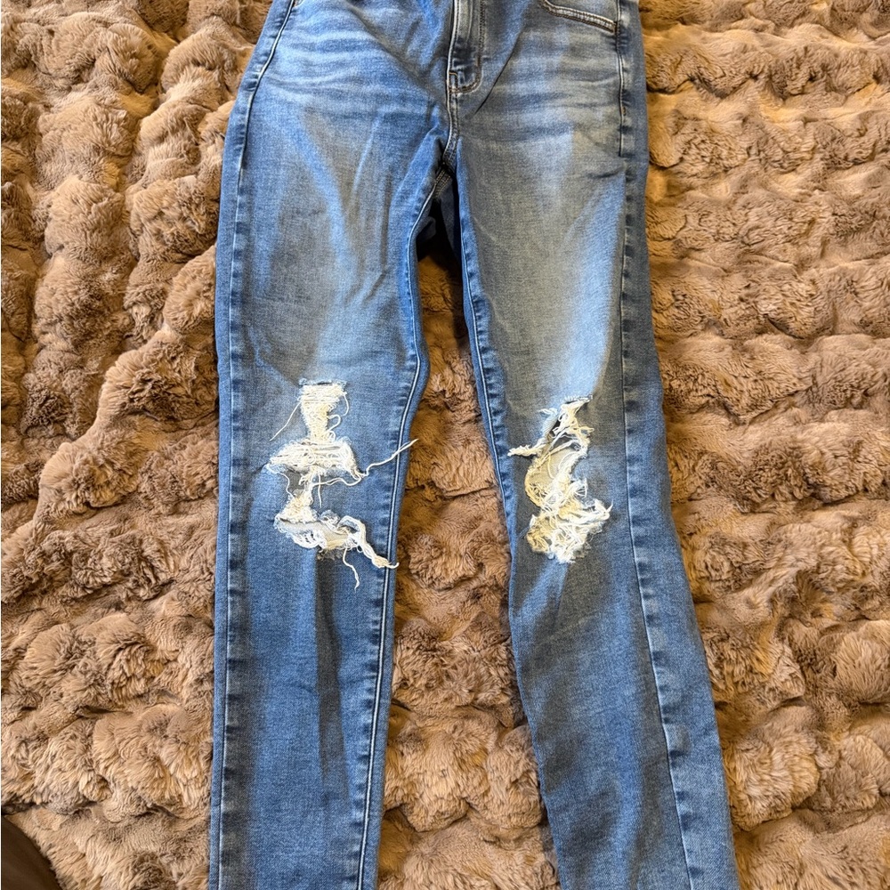 American Eagle Outfitters Blue Ripped Skinny Jeans